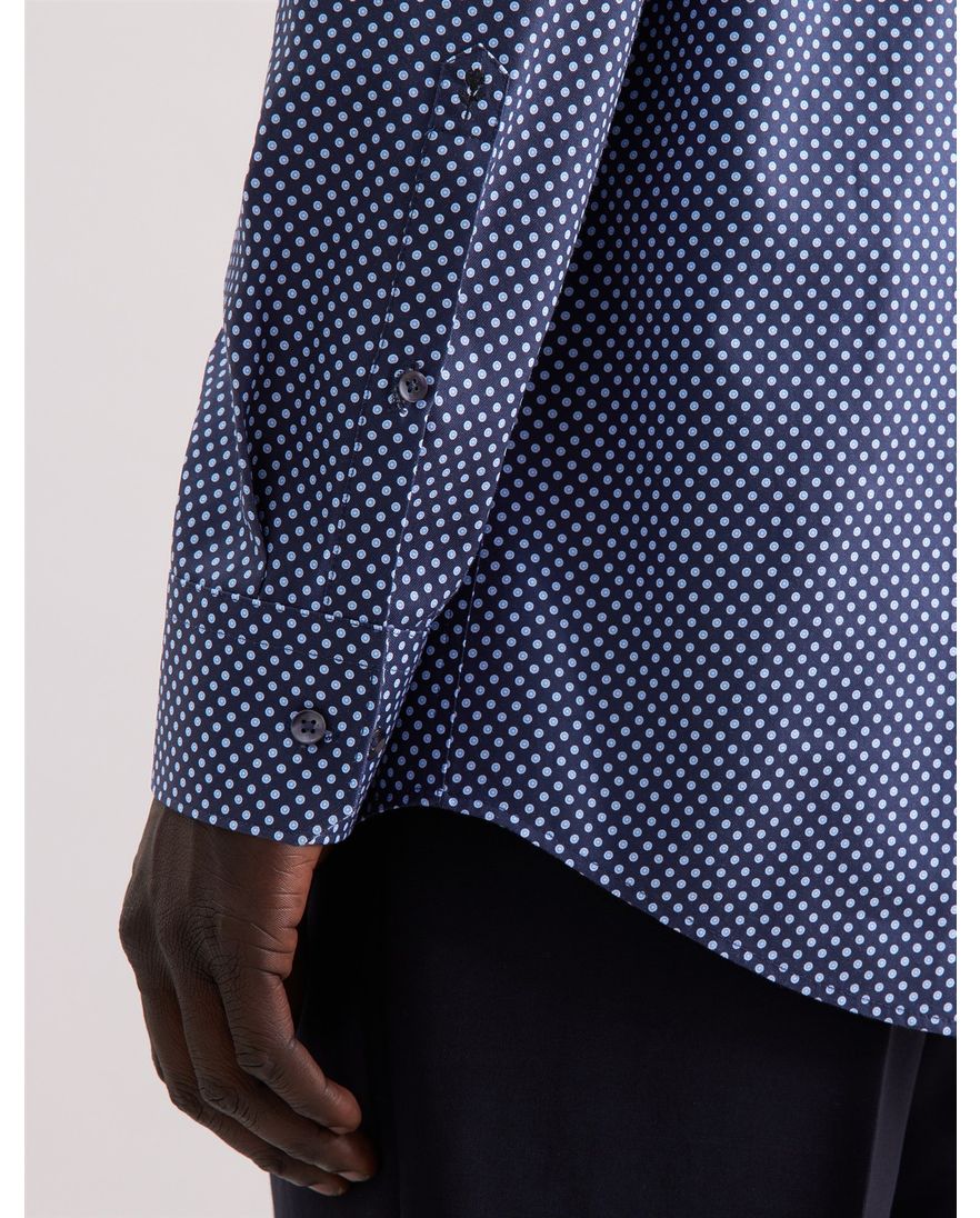 Seidensticker overhemd blauw wit gestipt