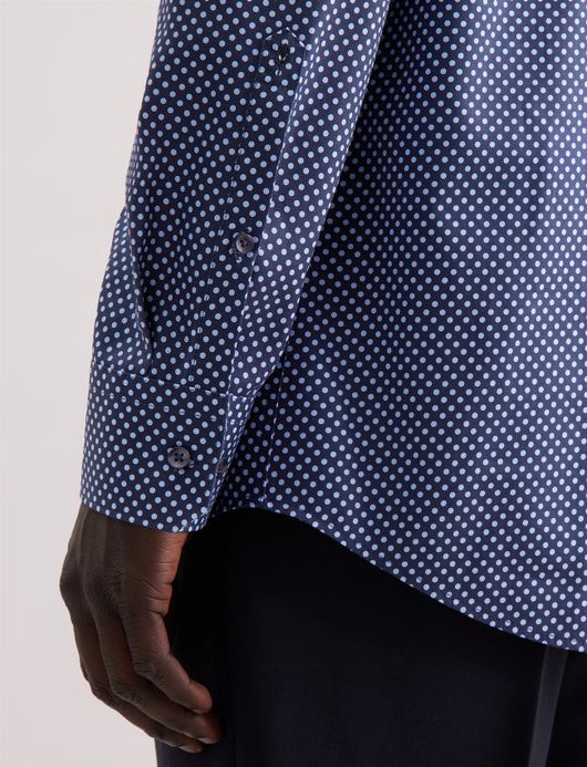 Seidensticker overhemd navy wit gestipt widespread