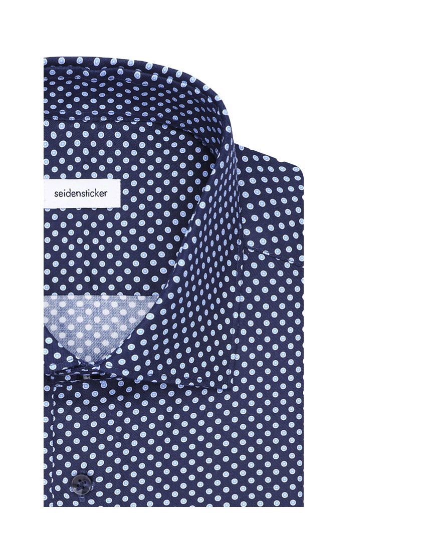 Seidensticker overhemd blauw wit gestipt