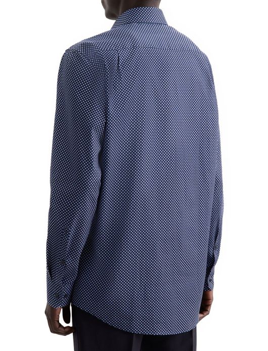 Seidensticker overhemd navy wit gestipt widespread