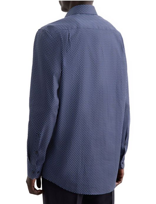 Seidensticker overhemd navy wit gestipt widespread