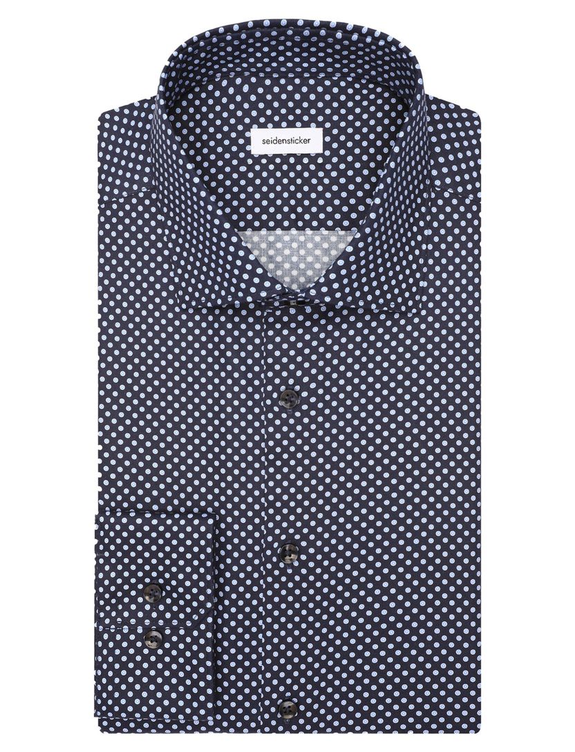Seidensticker overhemd katoen navy gestipt