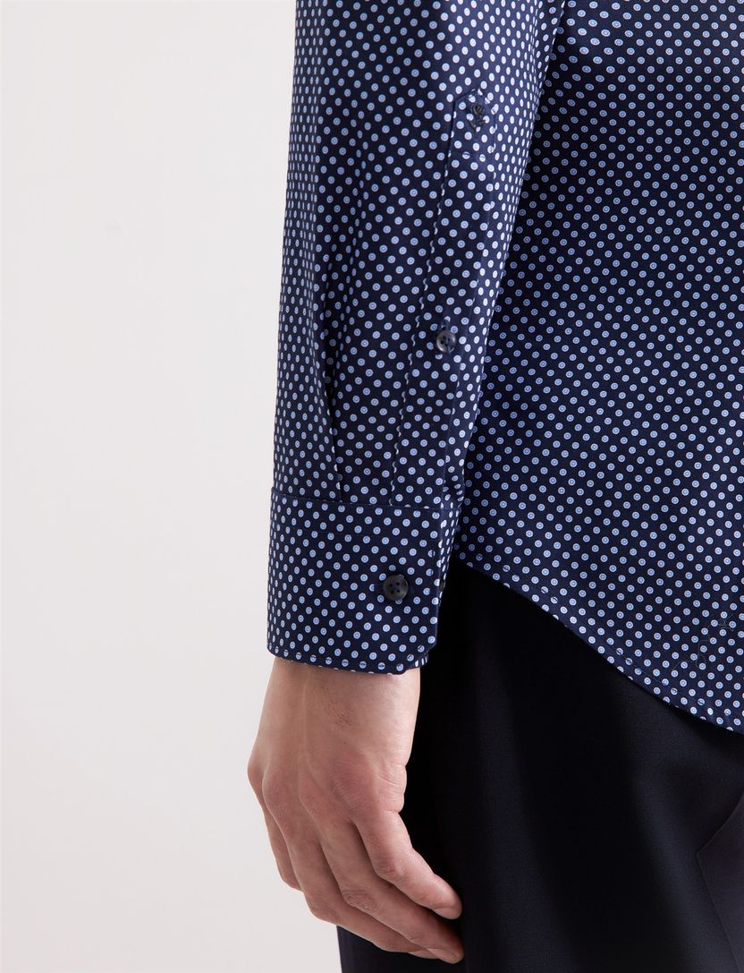 Seidensticker overhemd katoen navy gestipt