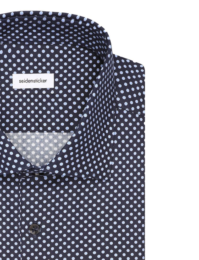 Seidensticker overhemd katoen navy gestipt