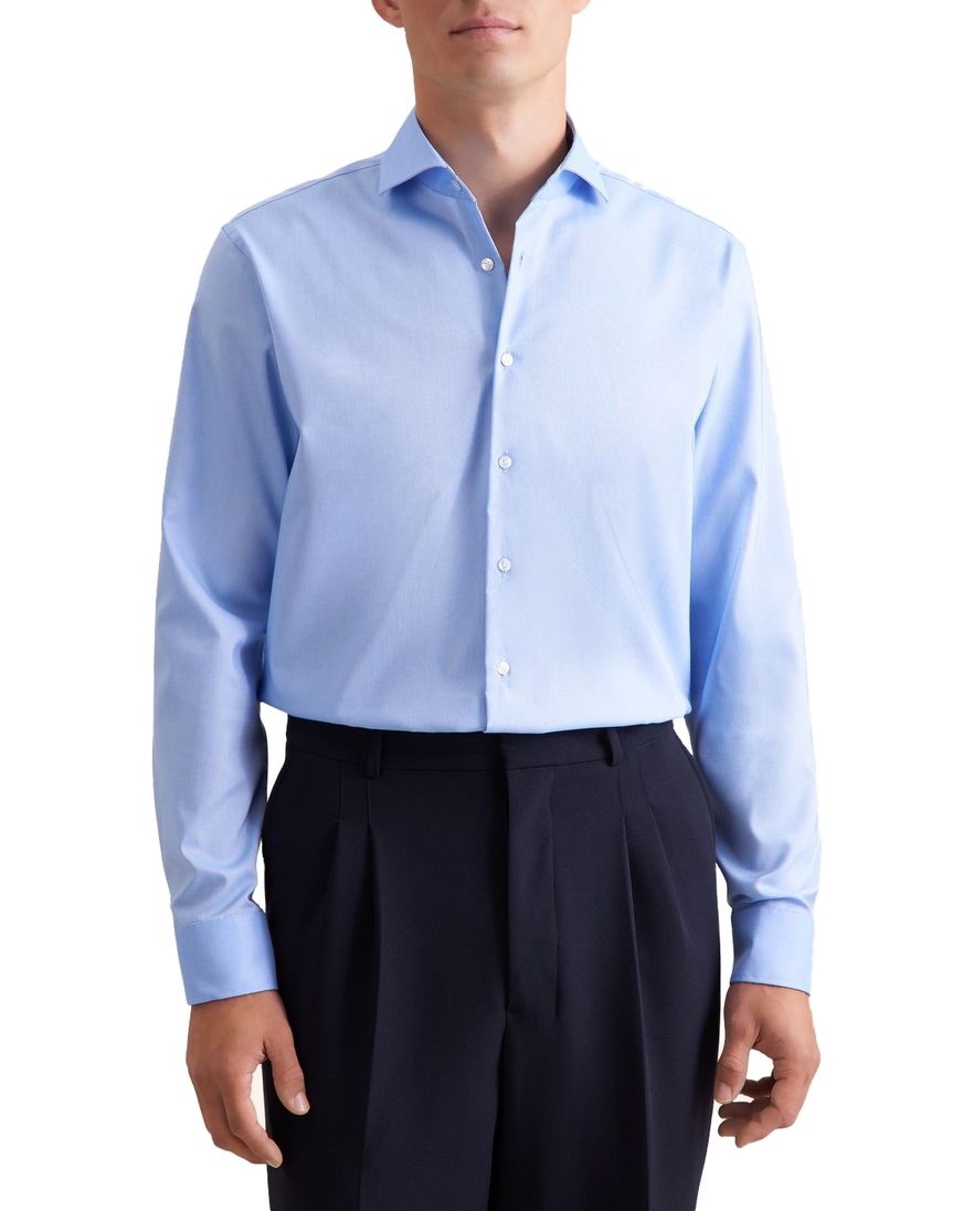 Seidensticker Regular Overhemd Blauw effen cutaway boord