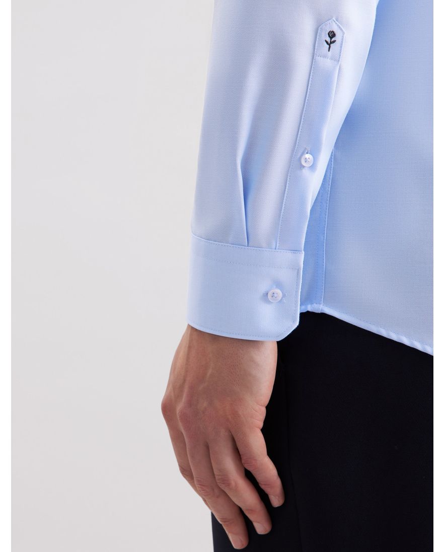 Seidensticker Overhemd Blauw effen wide spread boord zakelijk