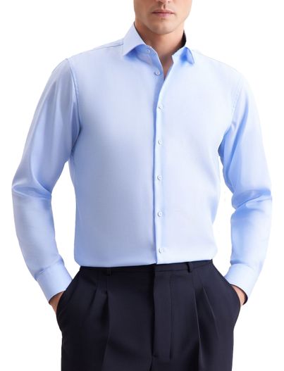 Seidensticker Overhemd Seidensticker Regular Blauw effen wide spread boord