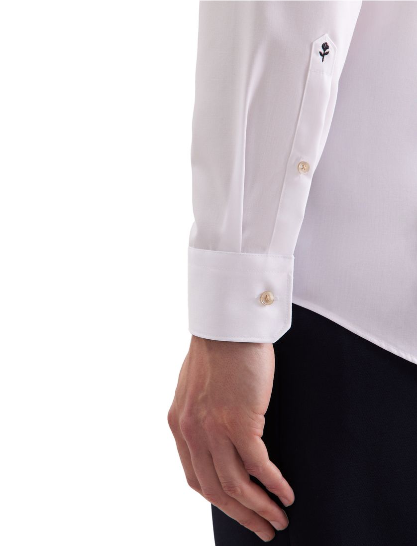 overhemd Seidensticker wijde fit wit effen katoen borstzak