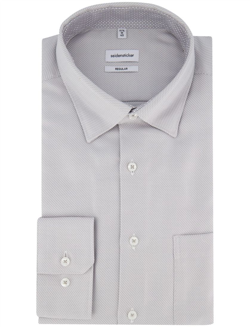 Overhemd Seidensticker Regular Grijs effen katoen