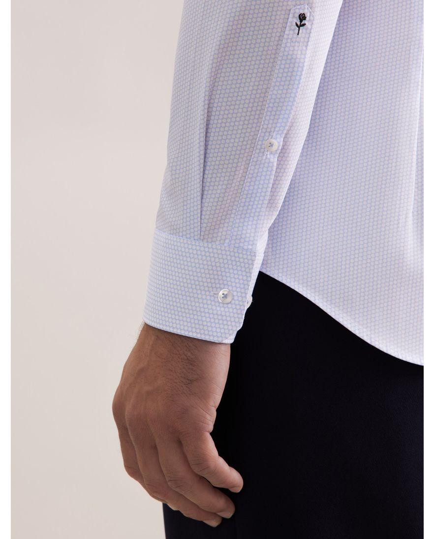 Seidensticker Overhemd Blauw effen wide spread boord