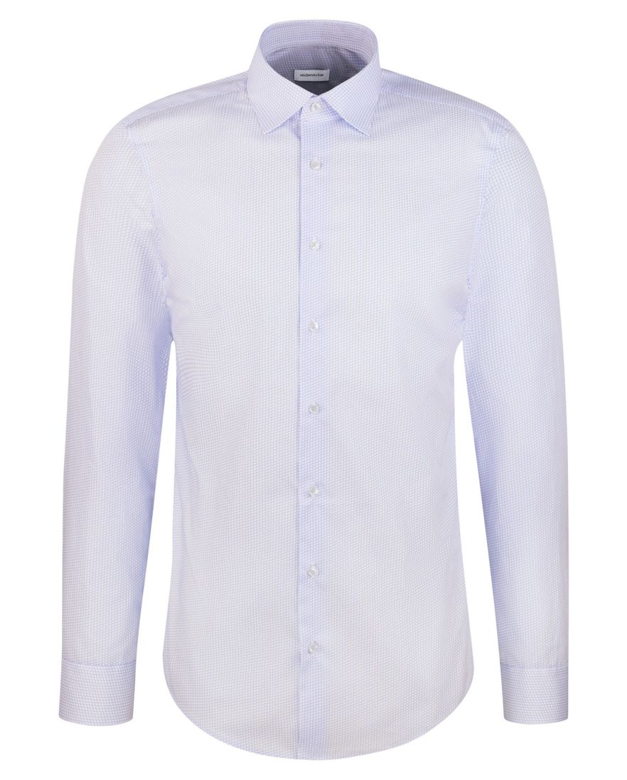 Seidensticker Overhemd Blauw effen wide spread boord