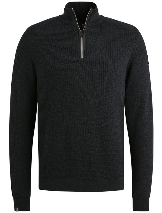 Vanguard trui half zip navy Cotton Mouline gebreid