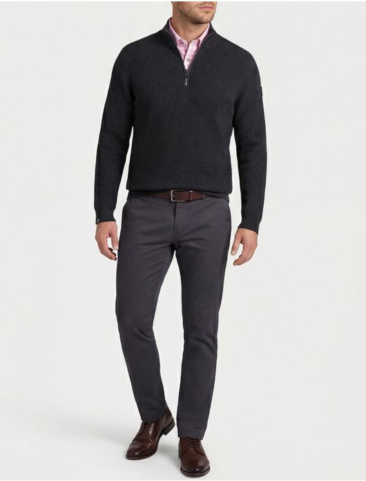 Vanguard trui half zip navy Cotton Mouline gebreid