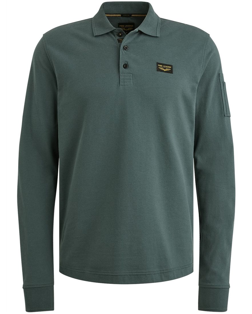 PME Legend poloshirt blauw effen 3-knoops