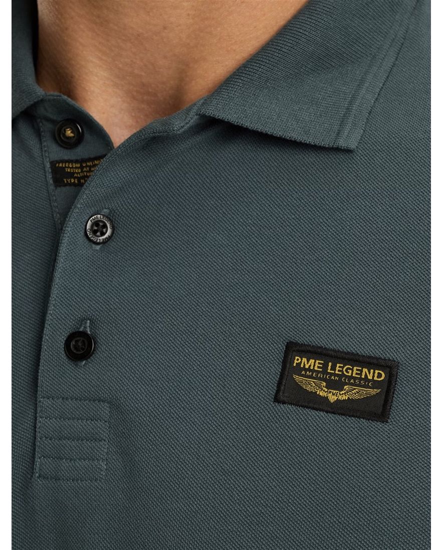 PME Legend poloshirt blauw effen 3-knoops