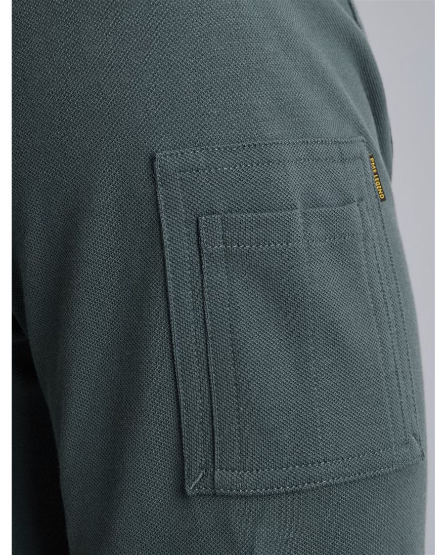 PME Legend poloshirt blauw effen 3-knoops