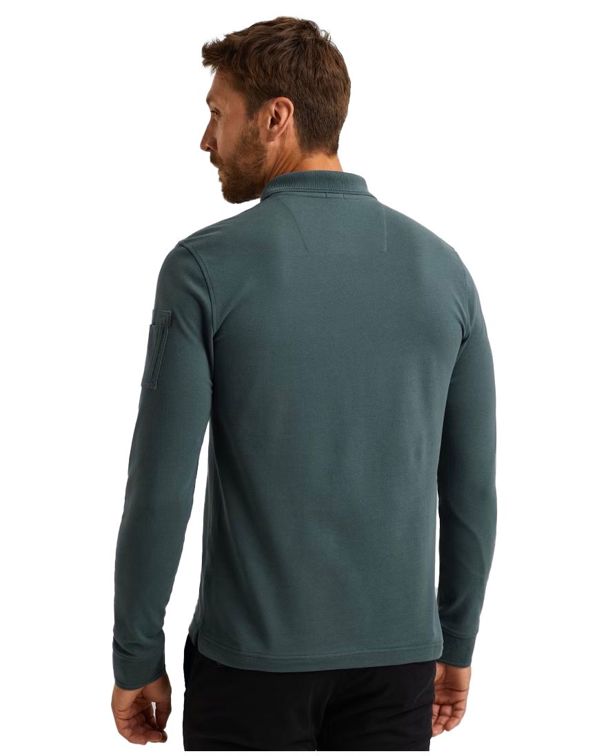 PME Legend poloshirt blauw effen 3-knoops