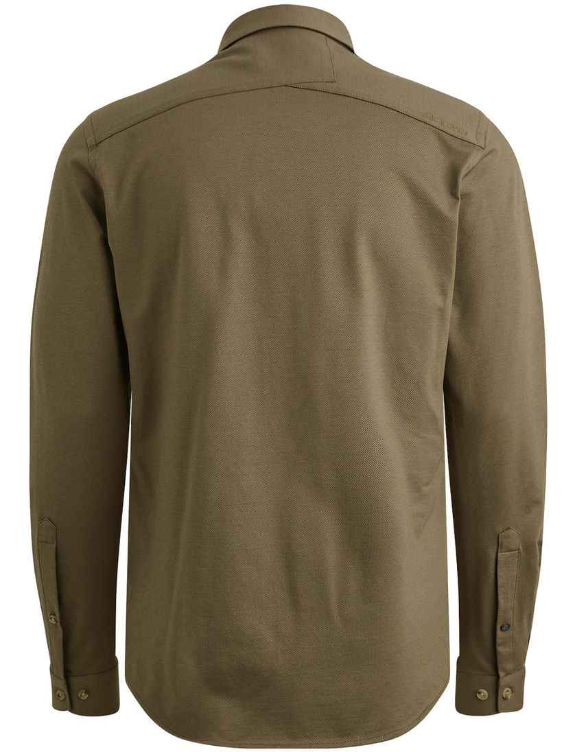 katoenen overhemd Cast Iron groen effen slim fit