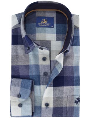 Eden Valley Blauw geruit overhemd Eden Valley normale fit