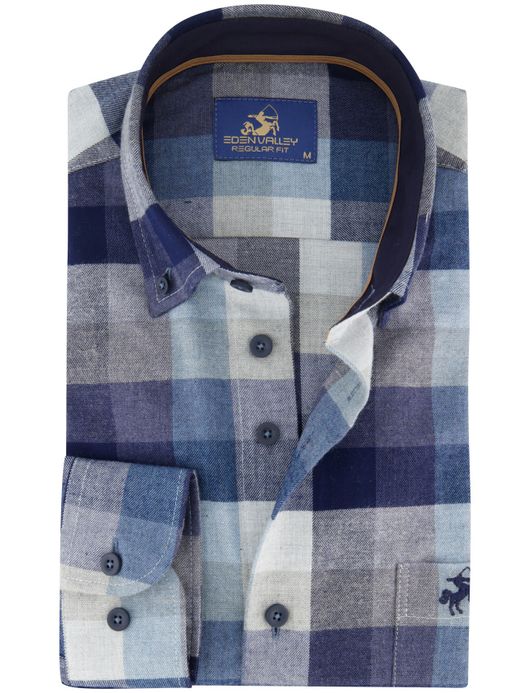 Geruit Eden Valley overhemd blauw normale fit