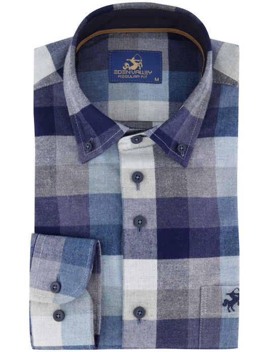 Katoenen geruit overhemd Eden Valley blauw