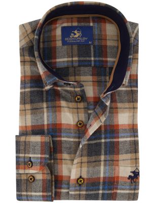 Eden Valley Geruit Eden Valley overhemd blauw normale fit