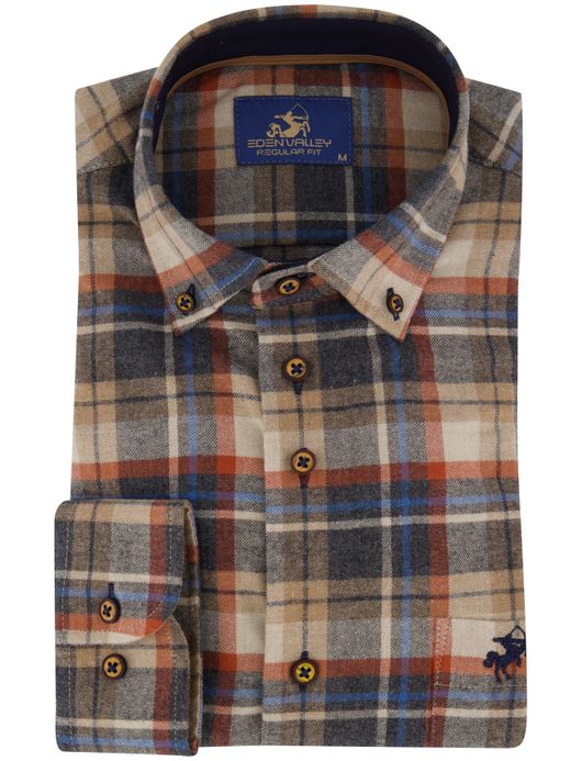 Bruin geruit overhemd Eden Valley normale fit