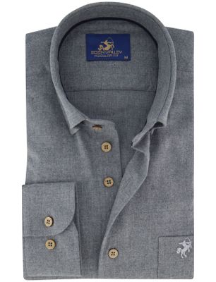 Eden Valley Katoenen effen Eden Valley overhemd normale fit grijs