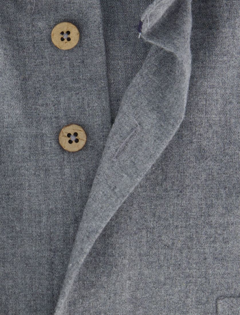 Katoenen effen Eden Valley overhemd normale fit grijs