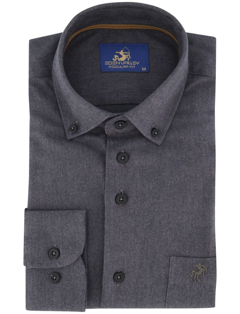Eden Valley normale fit katoen overhemd grijs