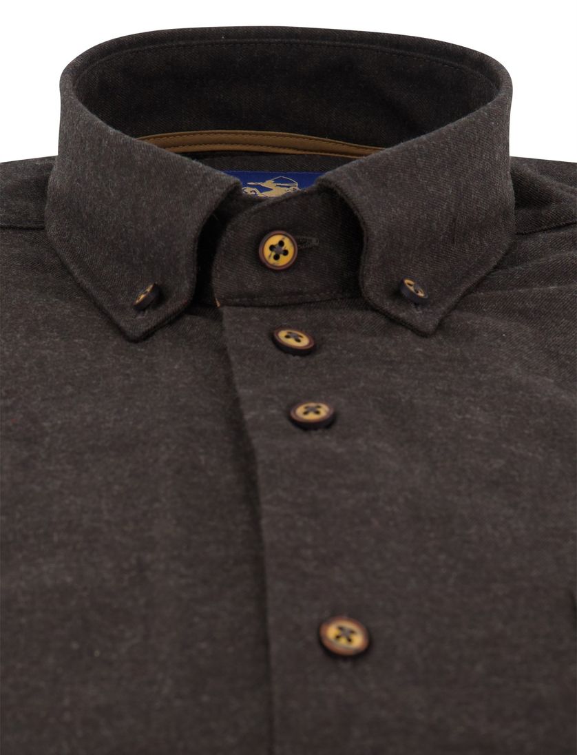 Katoenen effen Eden Valley overhemd normale fit bruin