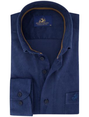 Eden Valley Blauw corduroy Eden Valley overhemd normale fit blauw