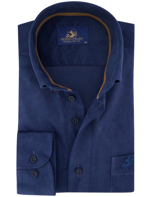 Corduroy Eden Valley overhemd normale fit blauw