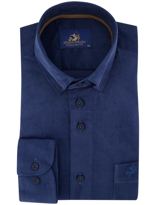 Corduroy Eden Valley overhemd normale fit blauw