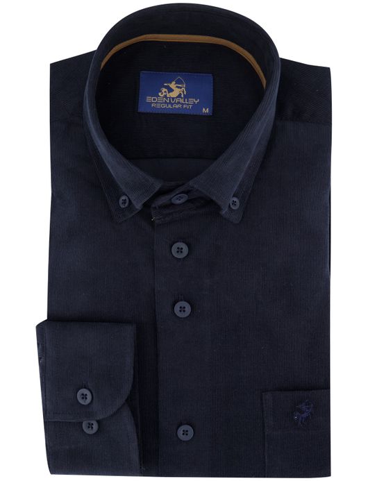 Eden Valley corduroy overhemd donkerblauw