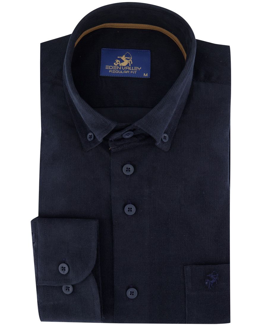 Eden Valley corduroy overhemd donkerblauw