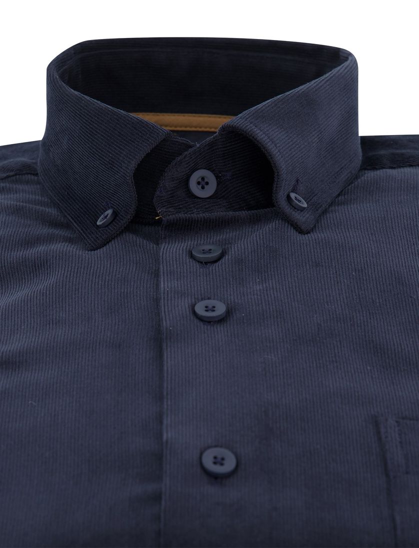Overhemd Eden Valley corduroy donkerblauw
