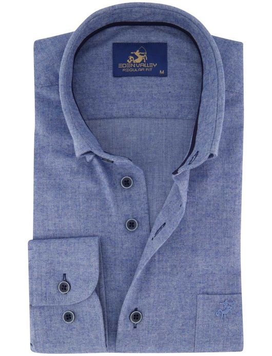Blauw overhemd Eden Valley normale fit katoen
