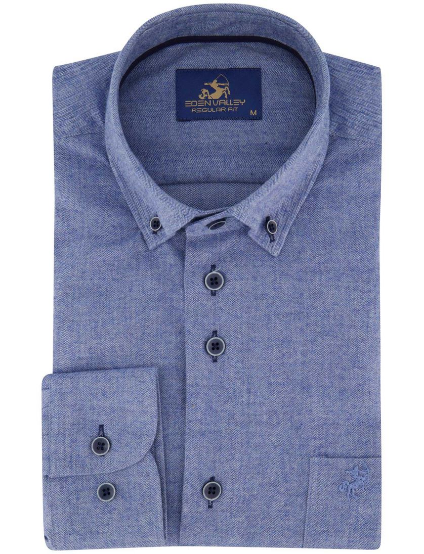 Katoenen Eden Valley normale fit overhemd blauw