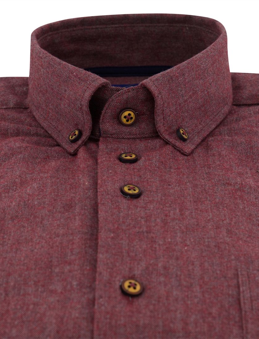 Normale fit overhemd Eden Valley bordeaux katoen