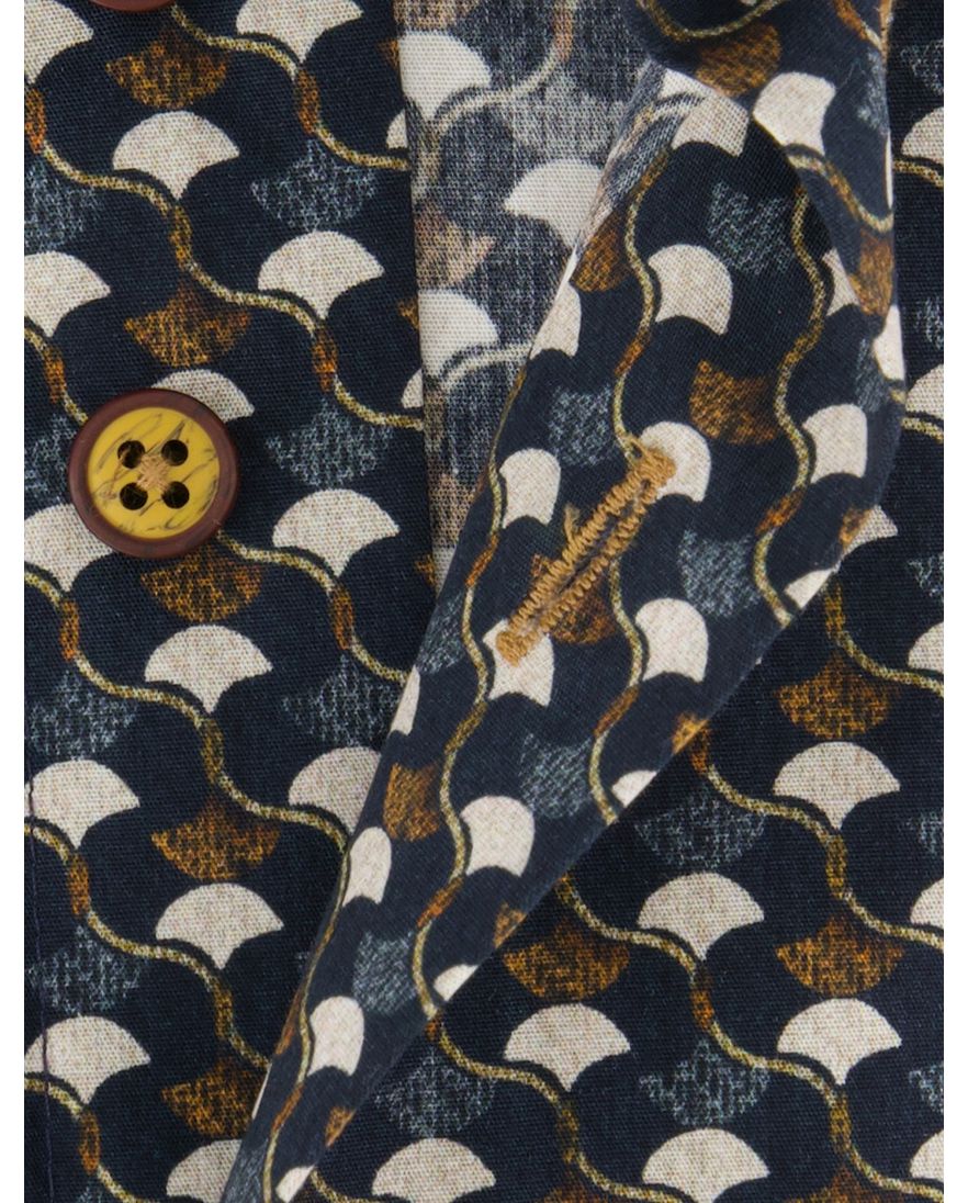 Eden Valley regular fit casual overhemd bruin navy geprint