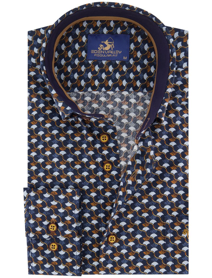 Eden Valley regular fit casual overhemd oranje navy katoen