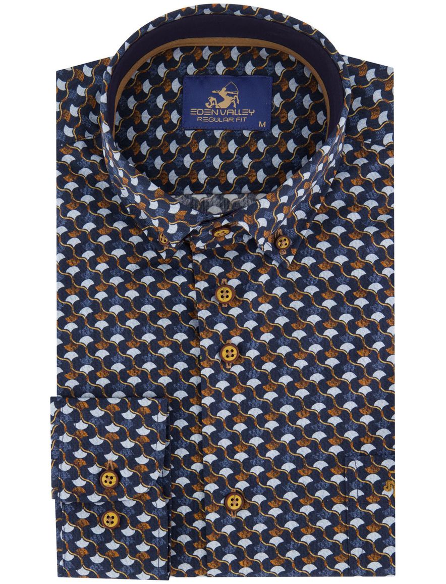 Eden Valley regular fit casual overhemd oranje navy katoen