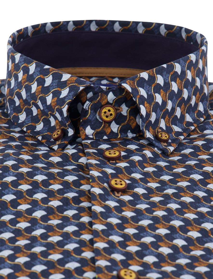 Eden Valley regular fit casual overhemd oranje navy katoen