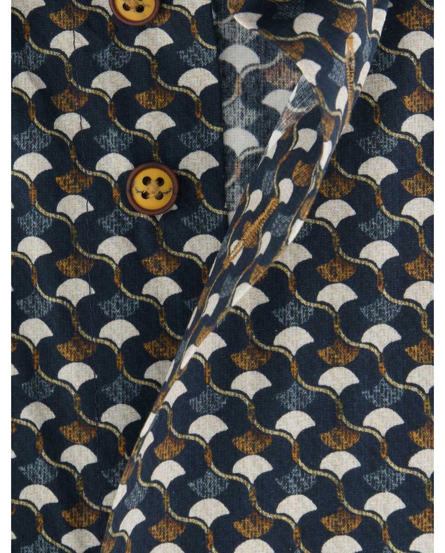 Eden Valley Overhemd Mouwlengte7 donkerblauw print modern fit