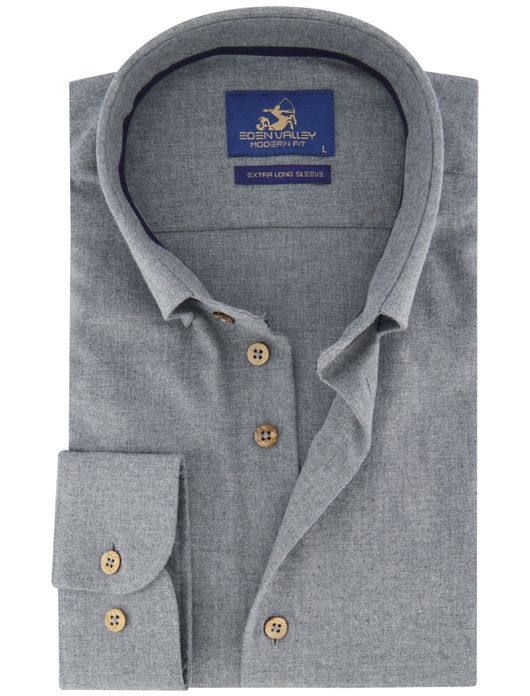 Eden Valley overhemd mouwlengte 7 grijs katoen