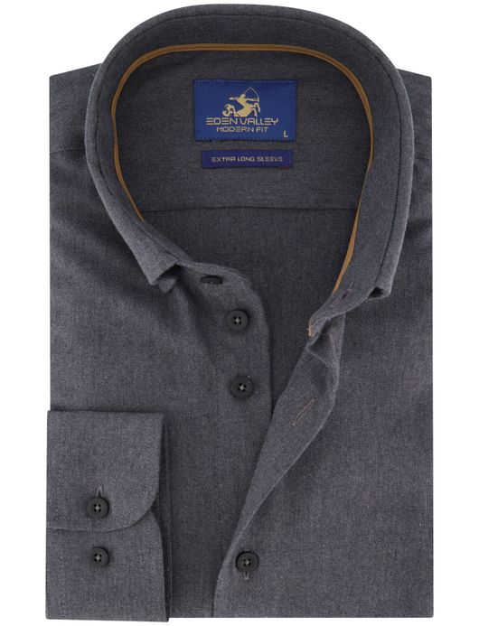 Modern fit Eden Valley grijs mouwlengte 7 overhemd katoen