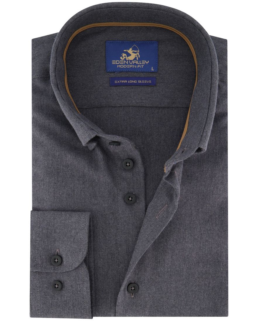 Modern fit Eden Valley grijs mouwlengte 7 overhemd katoen