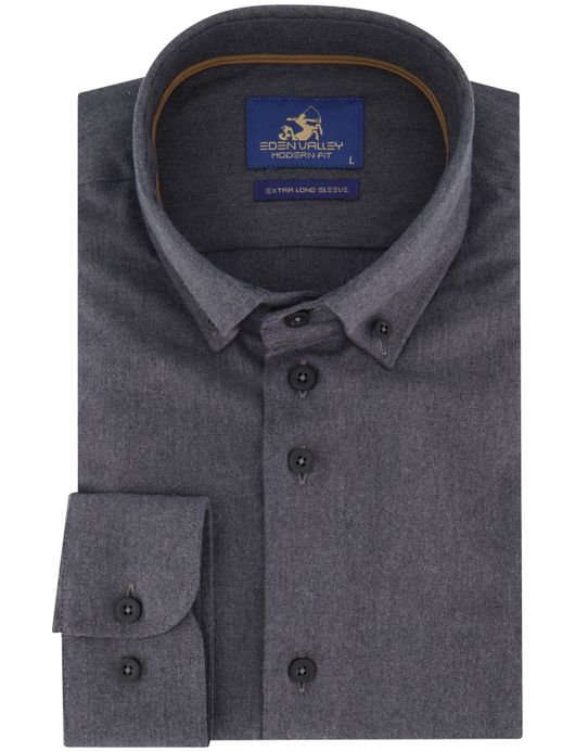 Modern fit Eden Valley grijs mouwlengte 7 overhemd katoen