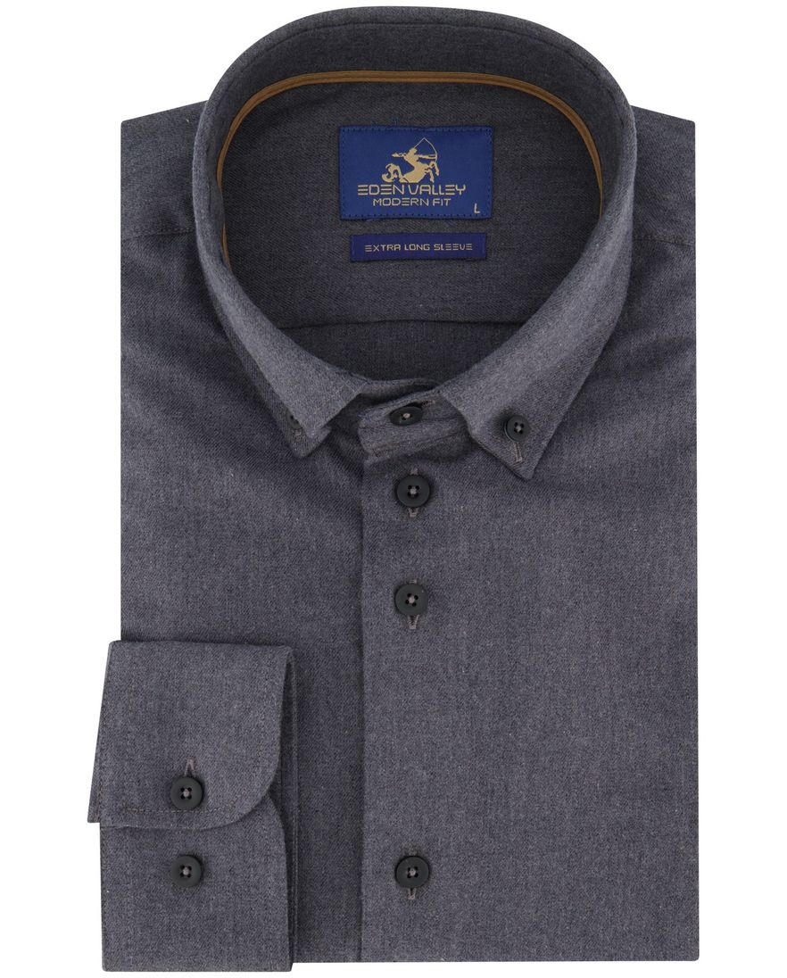 Modern fit Eden Valley grijs mouwlengte 7 overhemd katoen